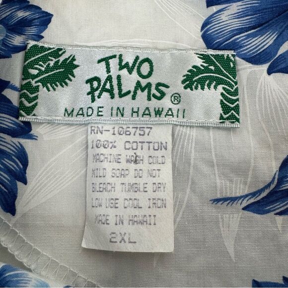 Two Palms white blue Tropical Floral Puff Sleeves Bottom Ruffle Maxi Dress 2XL - Picture 12 of 13
